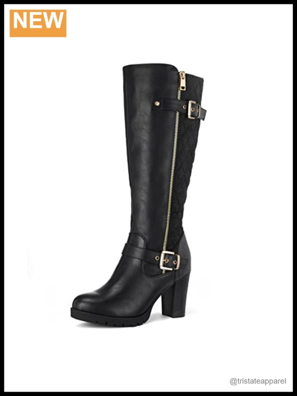 Women's Knee High Boots Chunky Block Heel Side Zipper PU Suede